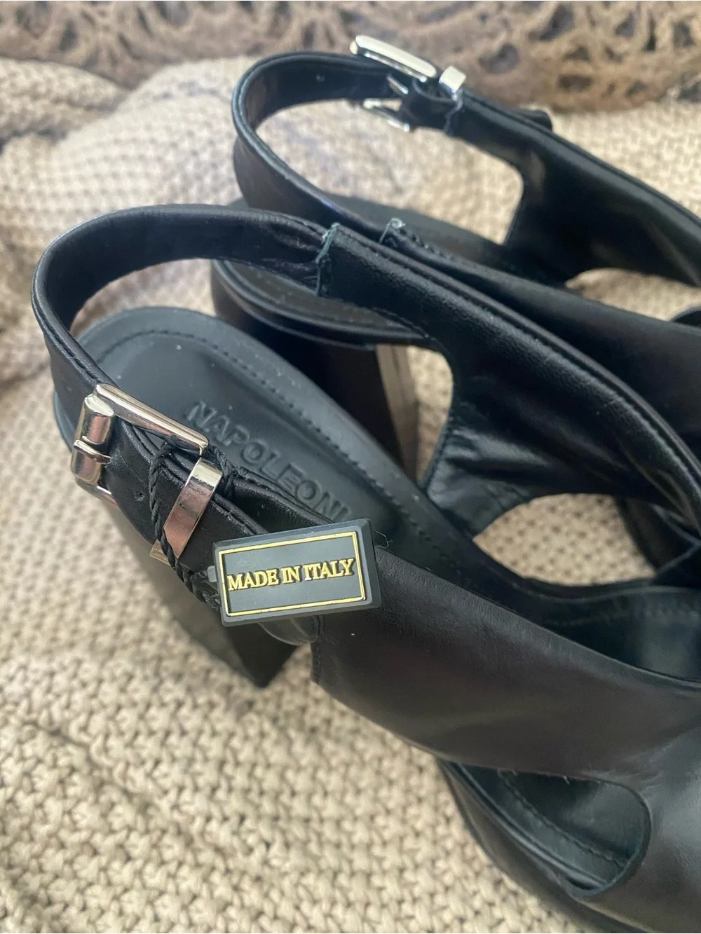 Free People Napoleoni black leather platform sandals 40 9 NEW